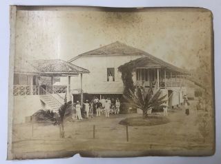Large Sepia Print Depicting British Colonists In Singapore C.  1900 9.  5 X 13