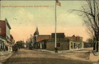 Rockville Centre Long Island Ny Merrick Road & Lincoln Ave C1910 Postcard