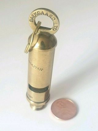 Vintage Baekgaard Ltd Brass Police Whistle The Metropolitan Made In England