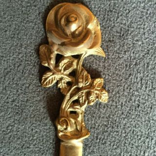 Vintage rose design letter opener brass plated? heavy 7.  25 