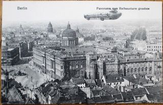 Zeppelin/airship/dirigible Over Berlin 1910 German Aviation Postcard - Germany