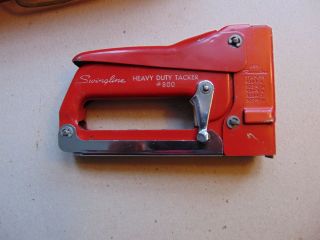 Vintage Red Swingline Heavy Duty Staple Gun Kit Model 800 Metal Box 2