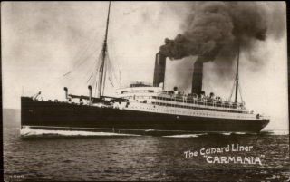 Steamship Cunard Liner Carmania 1909 Real Photo Postcard Jrf
