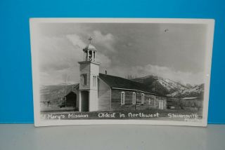 (m259) Vintage Postcard,  Rppc,  St.  Marys Mission,  Stevensville,  Montana