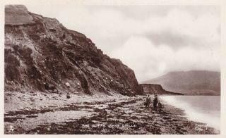 Dinas Dinlle - The Cliffs With People - Real Photo By Tuck 