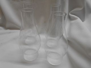 4 Vintage Clear Glass Oil / Kerosene Lantern Lamps Chimneys 2 1/2” Fitters