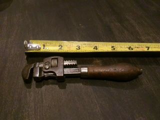 Vintage German 6 Inch Adjustable Pipe Wrench W/ Wooden Handle