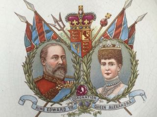 Antique King EDWARD VII and ALEXANDRA English China Coronation Plate 1902 3