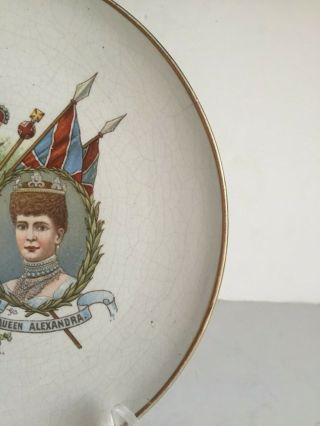 Antique King EDWARD VII and ALEXANDRA English China Coronation Plate 1902 4