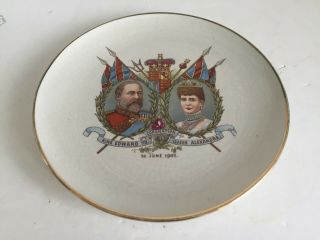 Antique King EDWARD VII and ALEXANDRA English China Coronation Plate 1902 5