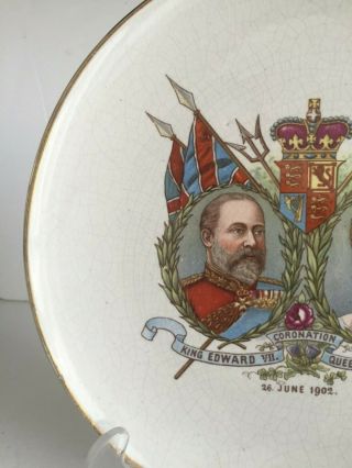 Antique King EDWARD VII and ALEXANDRA English China Coronation Plate 1902 6