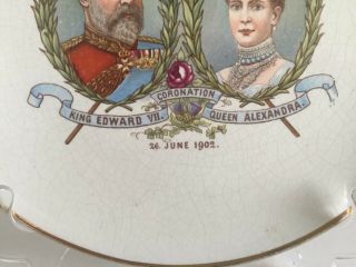 Antique King EDWARD VII and ALEXANDRA English China Coronation Plate 1902 7