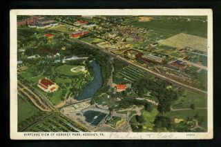 Pennsylvania Pa Postcard Hershey Park Aerial View Amusement Park Vintage