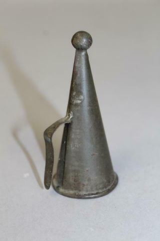 A Great 18th C Tin Witches Hat Design Candle Extinguisher Snuffer With Finial