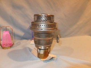 Aladdin Single Line Lox - on chimney mantle & Nickle Oil lamp Burner combination 3
