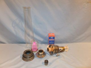 Aladdin Single Line Lox - on chimney mantle & Nickle Oil lamp Burner combination 7