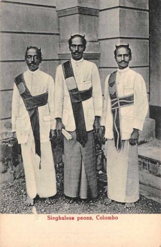 Colombo Ceylon Singhalese Peons Natives Antique Postcard K72521