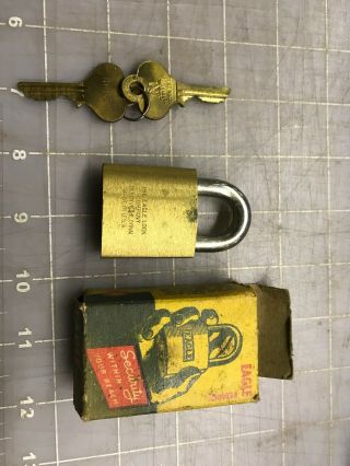 Vintage Eagle Lock Co.  Padlock With Keys Brass