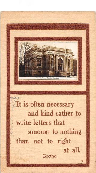 F10/ Hartford City Indiana Rppc Postcard C1910 Carnegie Library