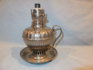 P&a Plume And Atwood Miniature Nickel Saucer Finger Oil Lamp