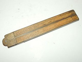 Vintage Stanley Boxwood No.  62 Wood And Brass Folding Rule,  Ruler,  24 "