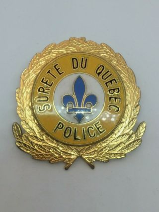 Sureté Du Québec Police Full - Size Cap Badge Obsolete