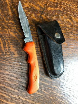 Case Knife Xx Blackhorn 2104l Sab Ss 3.  5 Orange Handles