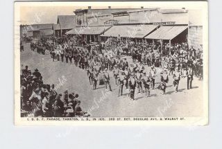 Rppc Real Photo Postcard South Dakota Yankton I.  O.  O.  F.  Parade 1875 3rd St.  Centr