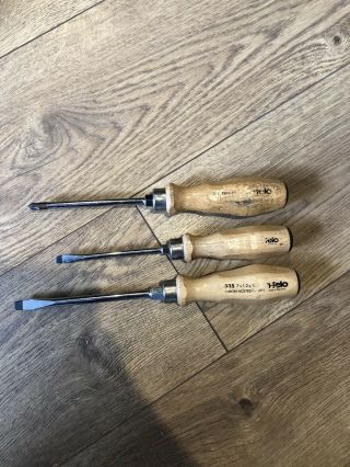 Antique Vintage Wood Handle Screwdriver Set Made In Germany