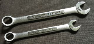 2 Vintage Craftsman Combination Wrench 1/2 " Vv - 44695 & 5/8 " Vv - 44697 Forged Usa