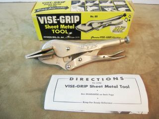 Nos Vintage Petersen Dewitt No.  8r Sheet Metal Tool Locking Vise - Grip