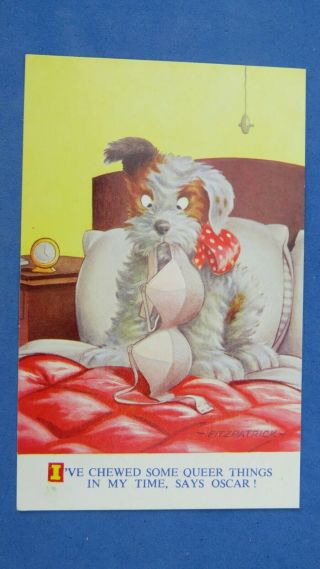 Vintage Bamforth Comic Postcard 1950s Boobs Bra Oscar The Pup Theme