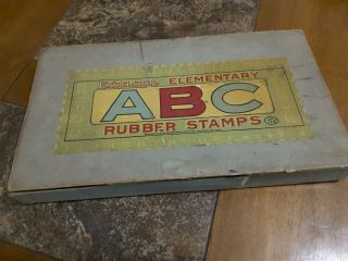 Vintage Excelsior Rubber Stamp Kit Elementary Abc No 715 Rare - Antique