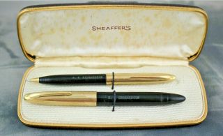 Vintage Sheaffer Crest Fountain Pen & Pencil Set 14k Gold Nib