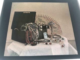 Early 1910s - 1920s Autochrome Colour Lantern Slide Jewellery Box On A Table