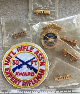 Vtg National Rifle Association Expert Rifleman Patch & Medal Awards Nra 50 Ft.