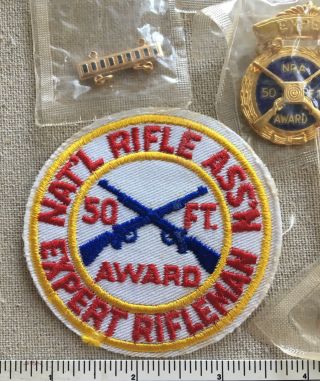 VTG NATIONAL RIFLE ASSOCIATION Expert Rifleman PATCH & MEDAL Awards NRA 50 ft. 4