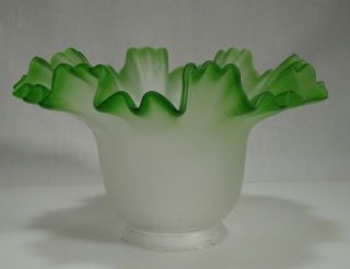 Vintage Green Edge Frosted Glass Lamp Shade 2.  25 " Fitter - 56709