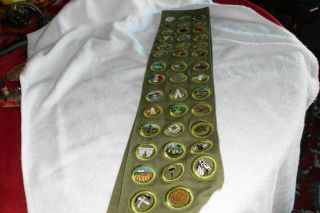 Vintage Boy Scouts Of America Boy Scout Sash With 41 Merit Badge Patches Bsa