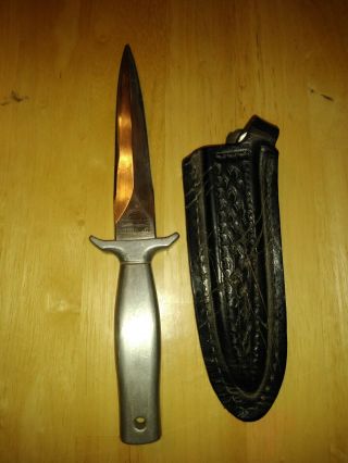 Vintage Parker Cut.  Co.  Boot Knife Fixed Blade Japan Surgical Leather Sheath