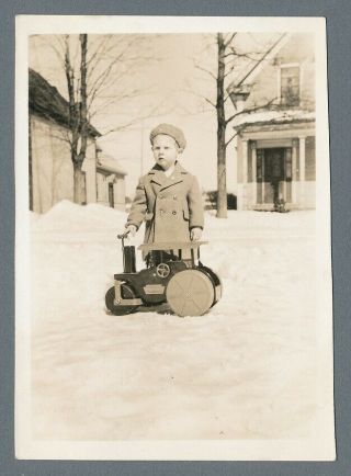 Keystone Pressed Steel Kids Ride On Steamroller Toy Vintage Snapshot Photo 1920s