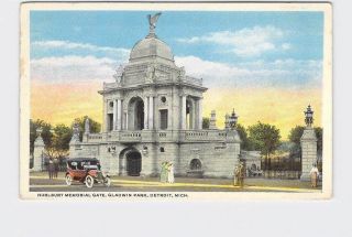 Antique Postcard Michigan Detroit Gladwin Park Hurlburt Memorial Gate Exterior A