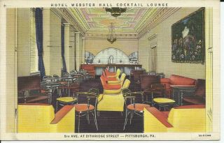 Hotel Webster Hall Pittsburgh 5th Avenue Dithridge Street Linen 1930s Postcard 2