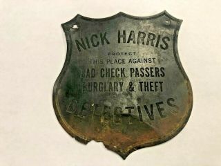 Vintage Early California 1934 - 40 Nick Harris Detectives Wall Plaque
