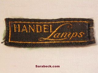 Antique Handel Cloth Label - Reverse Painted Panel Leaded Glass Lamp