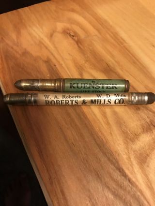 2 Old Chicago Union Stockyards Bullet Pencils Kuenster Roberts & Mills