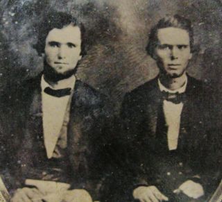 ANTIQUE TINTYPE PHOTO OF 2 HANDSOME DAPPER YOUNG MEN TAKEN FROM AN EARLIER IMAGE 3