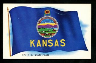 Sunflowers Postcard Kansas Ks State Flag Card Jack Brier Secretary Of State