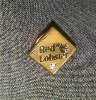 Vintage Red Lobster Restaurant Service Collectible Real Diamond Lapel Pin Rare