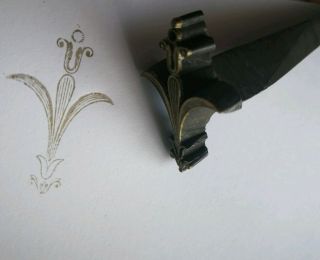 Antique Bookbinding Gilding Tool Leather Brass Fleur De Liz